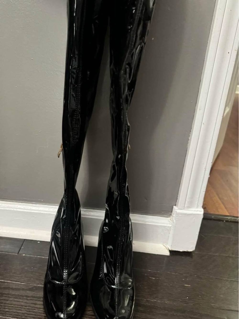Black Patent Knee-High Women's Boots